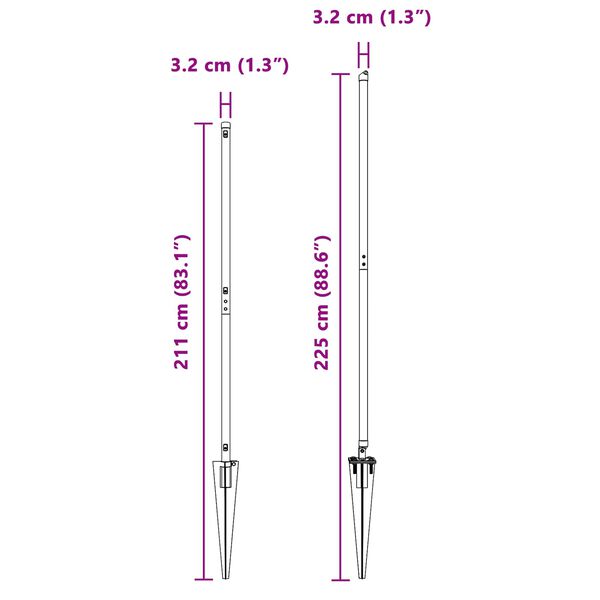 vidaXL Afrasteringspaal 26 pcs Grijs 3,2 x 3,2 x 180 cm