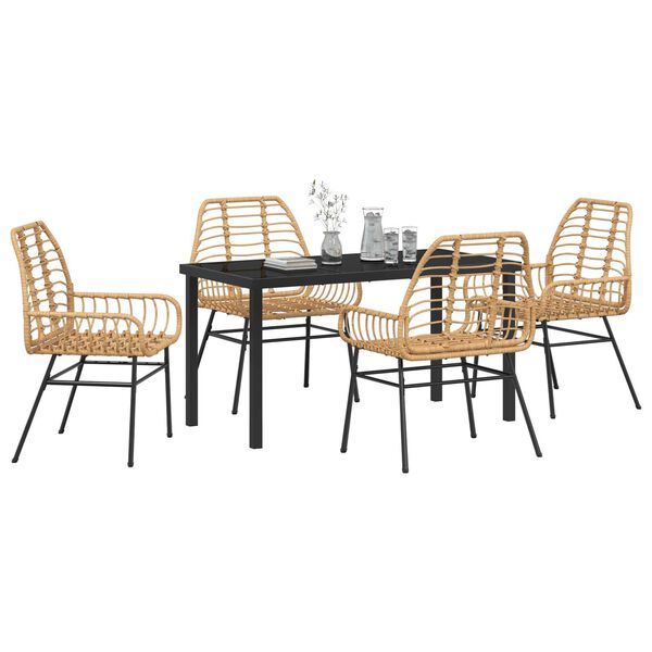 vidaXL Tuin Eetset 5 pcs Bruin poly rattan