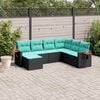 vidaXL 7-delige Loungeset met kussens poly rattan zwart
