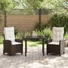 vidaXL Tuin eettafelset met kussen 3 pcs Bruin poly rattan