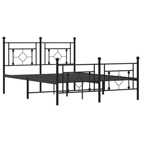 vidaXL Bedframe met hoofd- en voeteneinde metaal zwart 140x200 cm