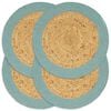 vidaXL Placemats 4 st 38 cm jute en katoen natuurlijk en groen