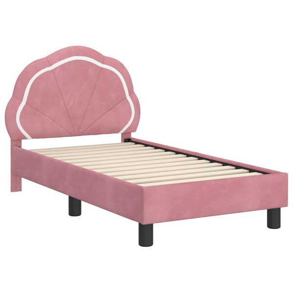 vidaXL Peuterbedframe met hoofdbord Roze 70 x 140 cm Fluweel