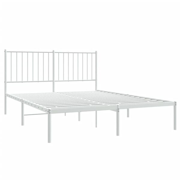 vidaXL Bedframe met hoofdbord metaal wit 140x190 cm