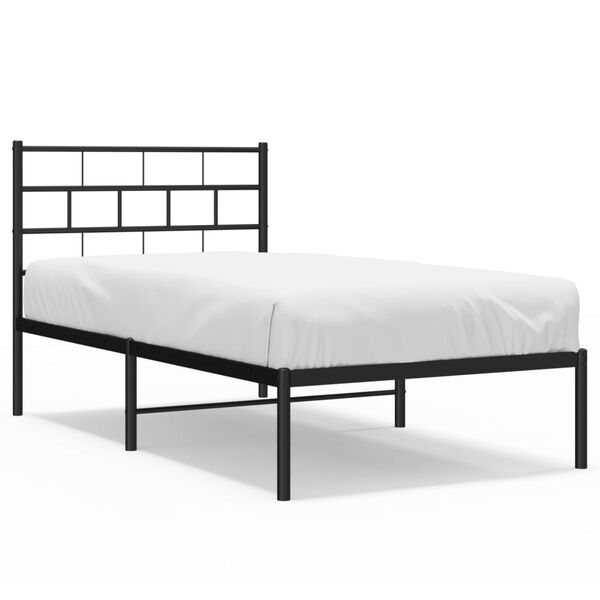 vidaXL Bedframe met hoofdbord metaal zwart 90x190 cm