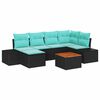 vidaXL Tuin Sofa Set 7 st Zwart en turquoise