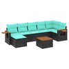vidaXL 8-delige Loungeset met kussens poly rattan zwart