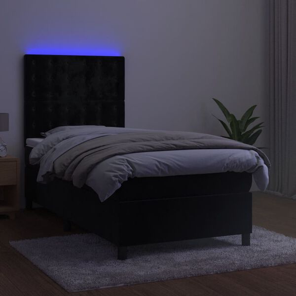 vidaXL Boxspring met matras en LED fluweel zwart 100x200 cm