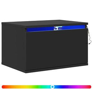vidaXL Nachtkastje met LED's wandgemonteerd zwart