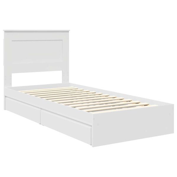 vidaXL Opslag bed met hoofdeinde met lade Wit 75 x 190 cm Bewerkt hout
