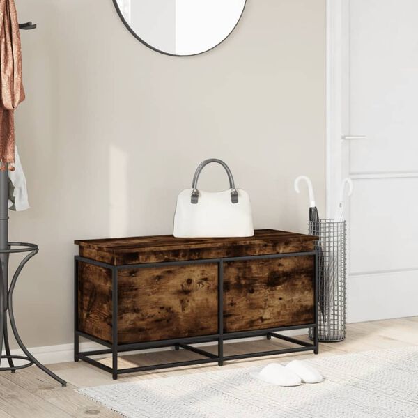 vidaXL Opbergbox met deksel 100x40x51,5 cm bewerkt hout gerookt eiken