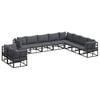vidaXL Tuinbankenset met kussen 10 pcs Zwart Aluminium