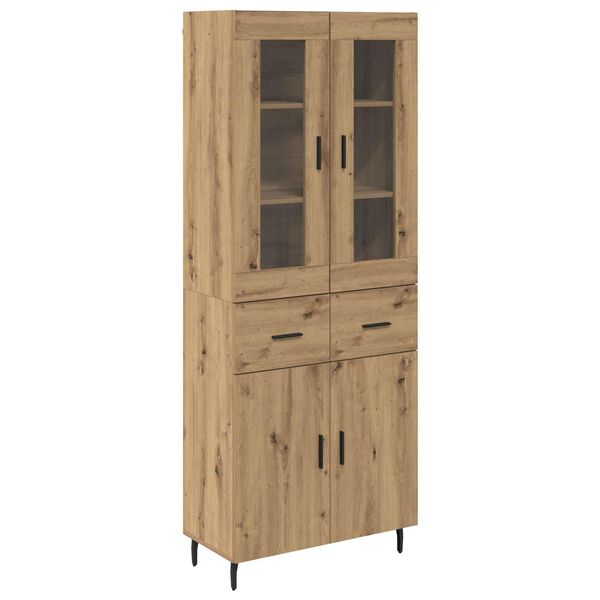 vidaXL Hoge kast met lade 2 pcs Artisan Eiken Geengineerd Hout en Glas