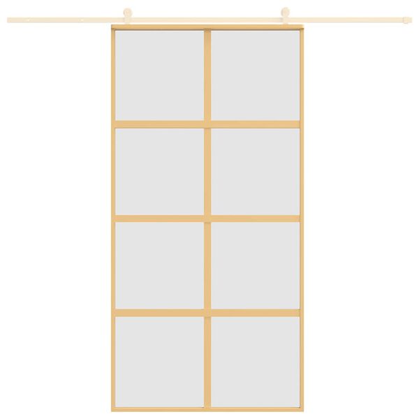 vidaXL Schuifdeur 102,5x205 cm mat ESG-glas en aluminium goudkleurig