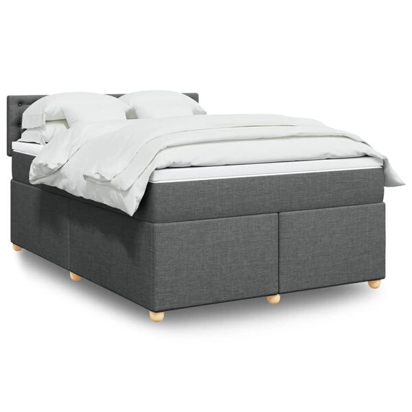 vidaXL Boxspring met matras stof donkergrijs 140x190 cm