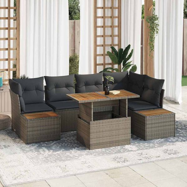 vidaXL Tuin Sofa Set met opslag 10 pcs Grijs Poly riet