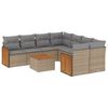 vidaXL 9-delige Loungeset met kussens poly rattan beige