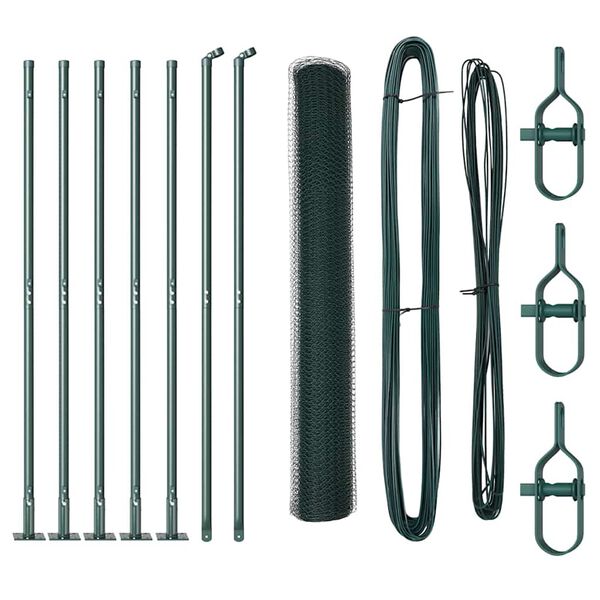 vidaXL Afrasteringspaal Groen 10 x 1 m (13 mm gaas) Staal en PVC