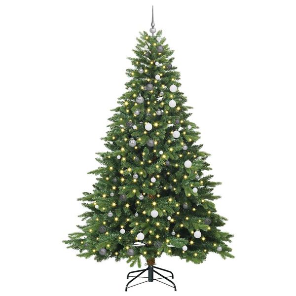 vidaXL Kunstkerstboom met 300 LED met standaard Groen 240 cm PE en PVC