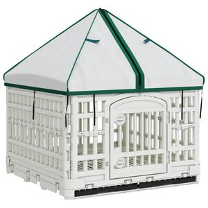 vidaXL 4 Panelen Honden Speelweide met Dak 122 x 106,5 x 82 cm Wit