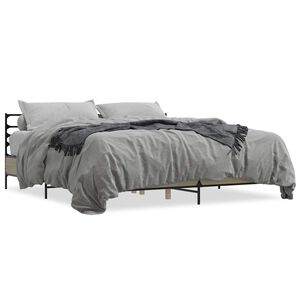 vidaXL Bedframe bewerkt hout metaal sonoma eikenkleurig 180x200 cm