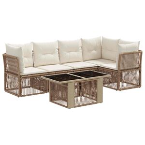 vidaXL Tuinbankenset 6 st Beige poly rattan
