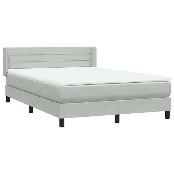 vidaXL Boxspring met matras fluweel lichtgrijs 160x210 cm