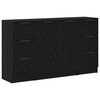 vidaXL Dressoir 3 st Zwart Eiken 121 x 30 x 70 cm Bewerkt hout