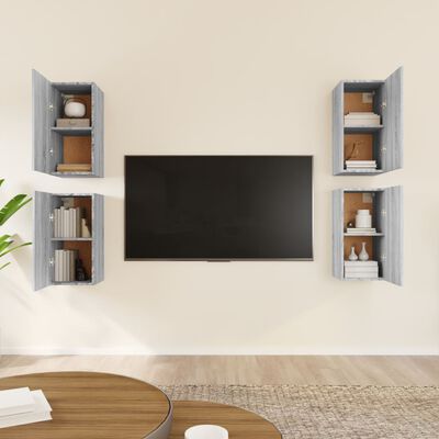 vidaXL Tv-meubelen 4 st 30,5x30x60 cm bewerkt hout grijs sonoma eiken
