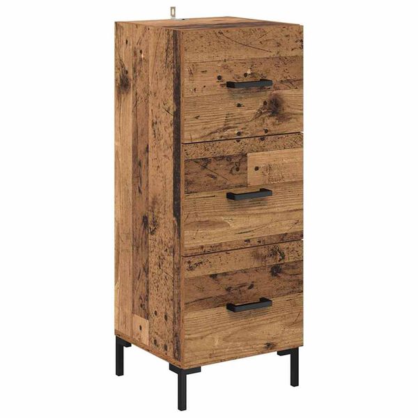 vidaXL Dressoir met lade Oudhout 34,5 x 34 x 90 cm Bewerkt hout