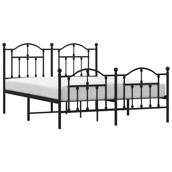 vidaXL Bedframe met hoofd- en voeteneinde metaal zwart 140x190 cm