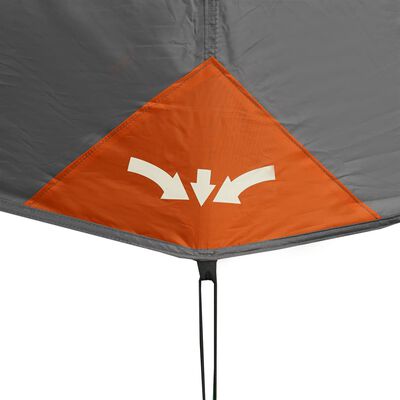 vidaXL Tent met LED 6-persoons snelontgrendeling lichtgrijs en oranje