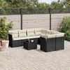 vidaXL 9-delige Loungeset met kussens poly rattan zwart