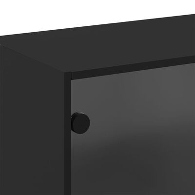 vidaXL Wandkast met glazen deuren 68x37x68,5 cm zwart