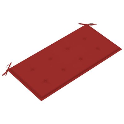 vidaXL Tuinbank met rood kussen 112 cm massief teakhout
