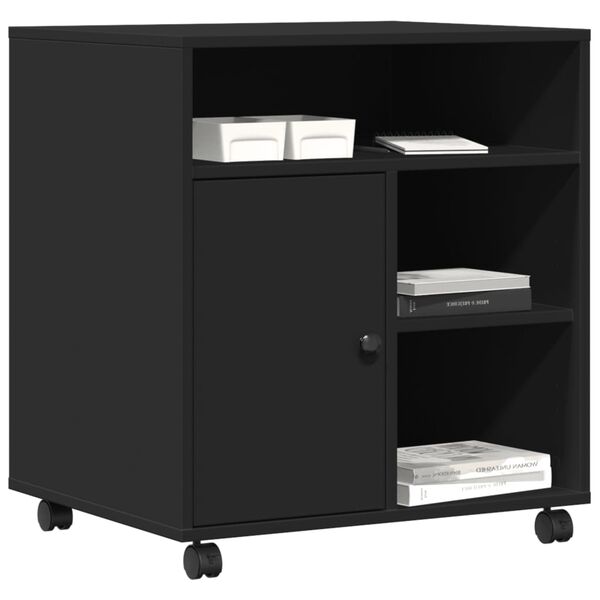 vidaXL Printerkastje met wielen 60x50x67 cm zwart