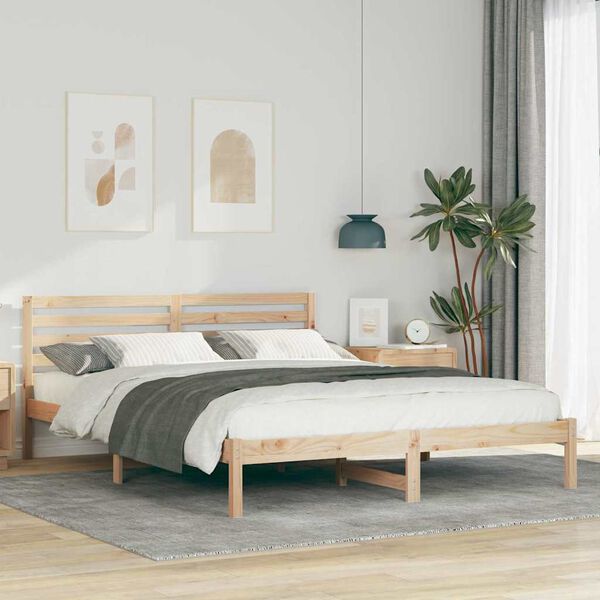 vidaXL Bedframe met hoofdeinde Bruin 160 x 220 cm Massief grenenhout