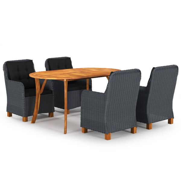 vidaXL 5-delige Tuinset donkergrijs