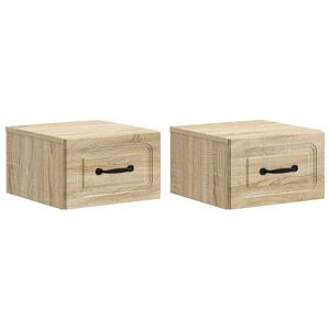vidaXL Wandbeugel Bedkast 2 pcs Sonoma Eiken 34,5 x 33 x 20 cm
