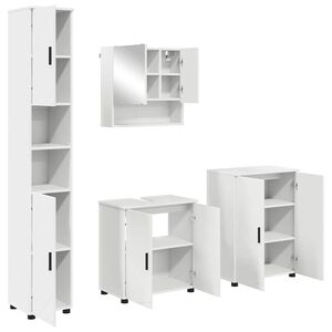 vidaXL Badkamermeubelset met opslag 4 pcs Wit Bewerkt hout & Metaal
