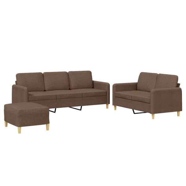 vidaXL 4-delige Loungeset met kussens stof bruin