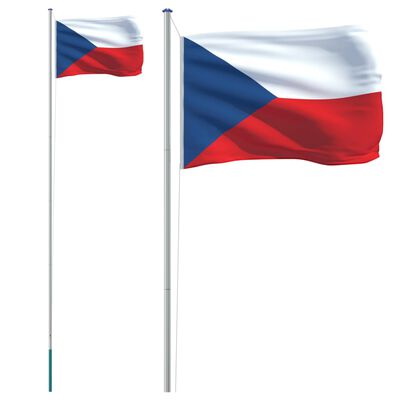vidaXL Vlag met vlaggenmast Tsjechië 6,23 m aluminium