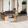 vidaXL 13-delige Loungeset met kussens poly rattan grijs