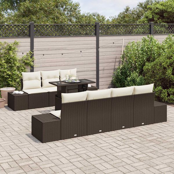 vidaXL Tuin Sofa Set met kussen 8 pcs Bruin en Cr&egrave;me