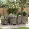 vidaXL Tuin eettafelset 9 pcs Grijs poly rattan