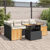 vidaXL 7-delige Loungeset met kussens poly rattan acacia zwart