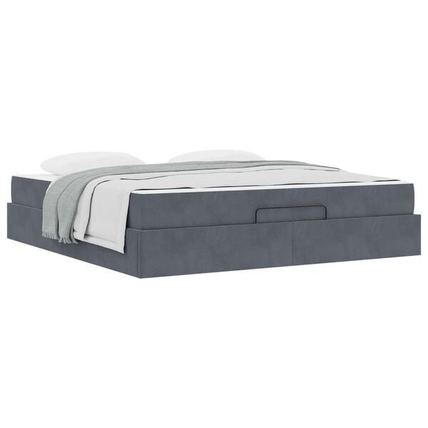 vidaXL Bedframe met matras met matras 2 pcs Dim Grijs Fluweel