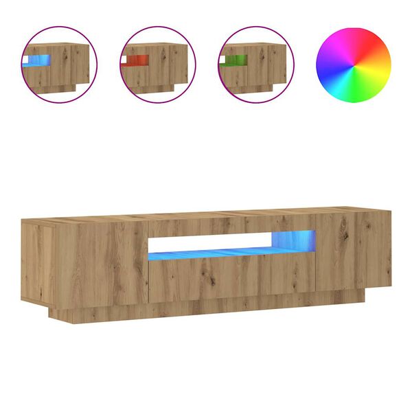 vidaXL Tv-meubel met LED 160x35x40 cm bewerkt hout artisanaal eiken
