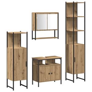 vidaXL Badkamermeubelset 4 pcs artisanaal eikenkleurig Bewerkt hout