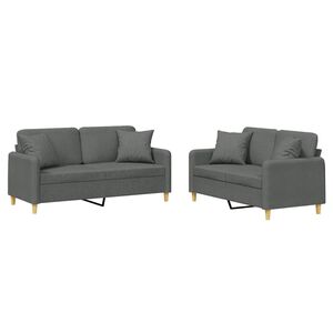 vidaXL 2-delige Loungeset met kussens stof donkergrijs